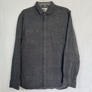 Vissla‎ Men's Gray Long Sleeve Button Up Shirt M 100% Cotton Flannel Casual Surf